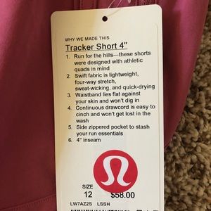 lululemon athletica Shorts - NWT Lululemon tracker short 4” in lush. Size 12 lululemon athletica Shorts - NWT Lululemon tracker short 4” in lush. Size 12
